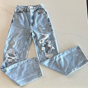 PACSUN Light Washed Distressed 90s Boyfriend Ripped High Waisted Jeans